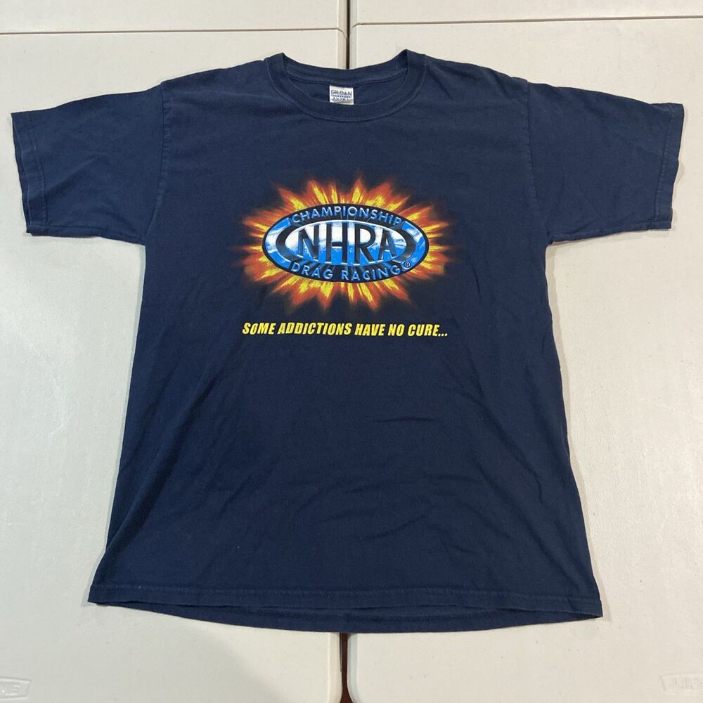 Vintage Y2K Large NHRA Drag Racing T Shirt Hot Rod